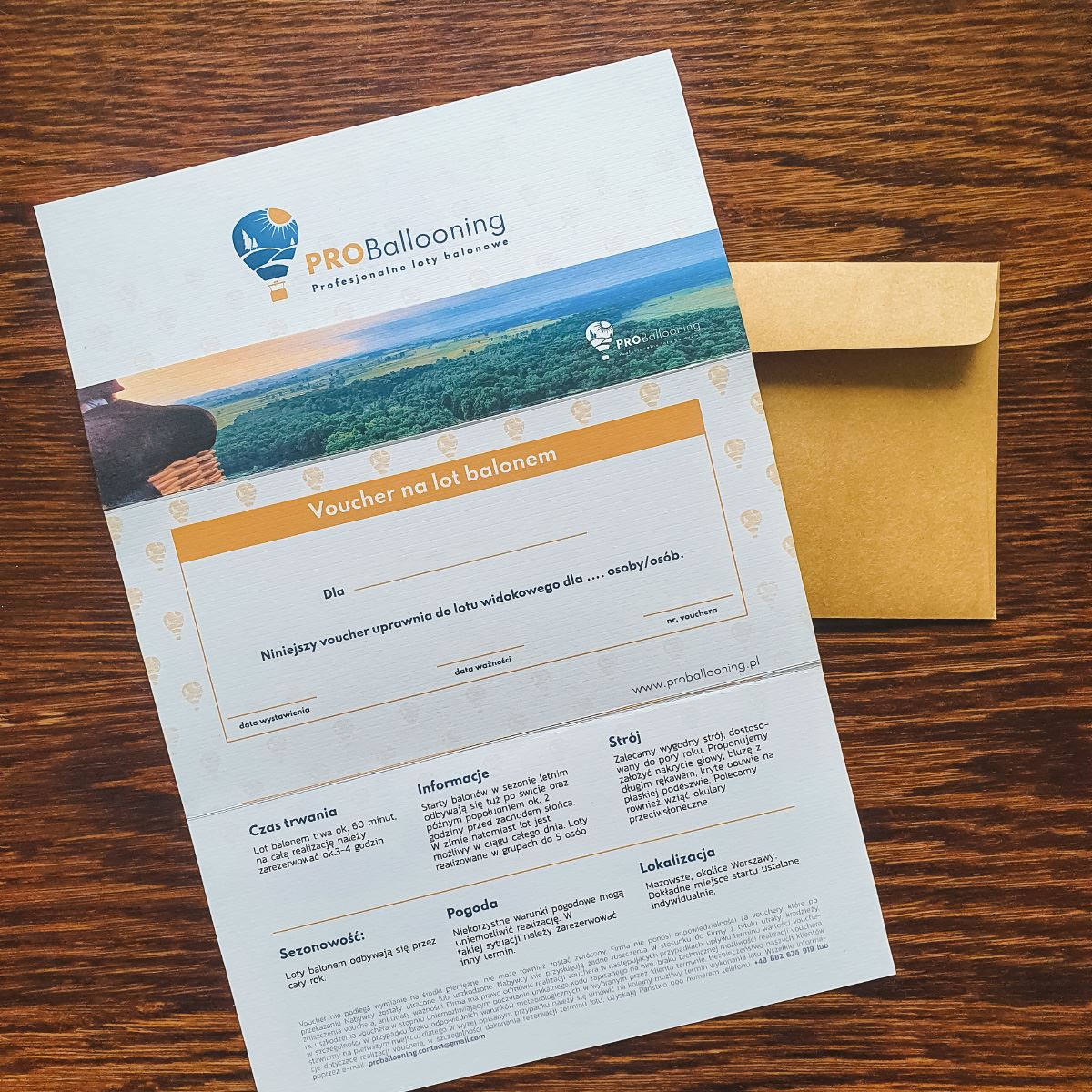 Voucher na grupowy lot balonem dla 2 osób - ProBallooning